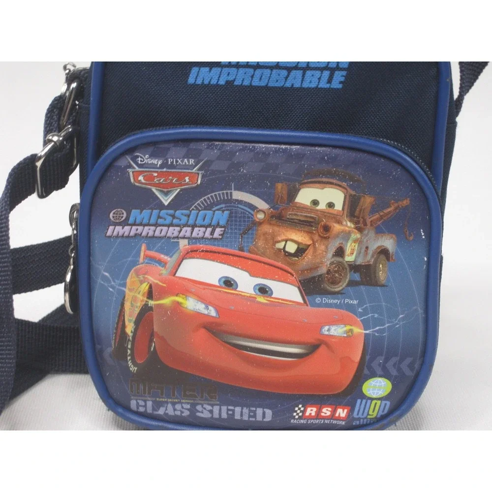 Disney Pixar Cars Lightning McQueen Mater Crossbody Bag Blue Canvas Vintage